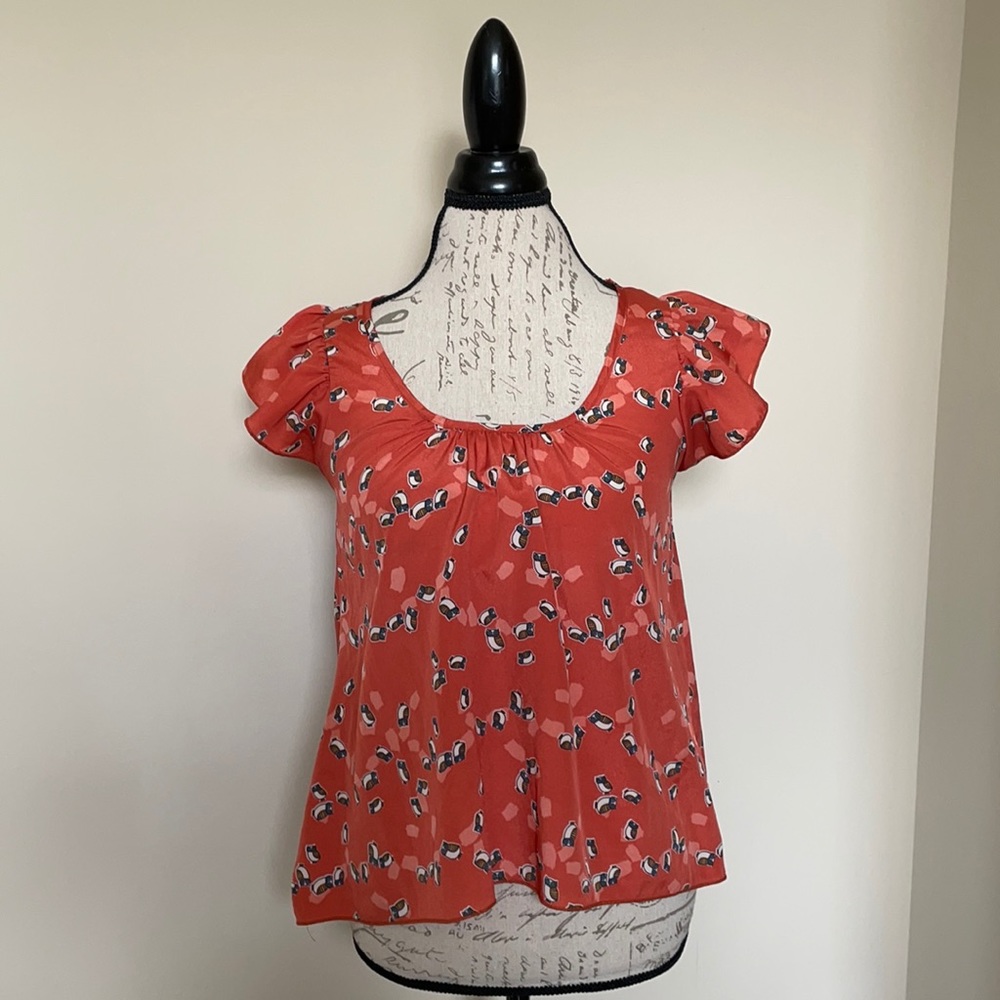 Mauve Owl Flutter Sleeve Top